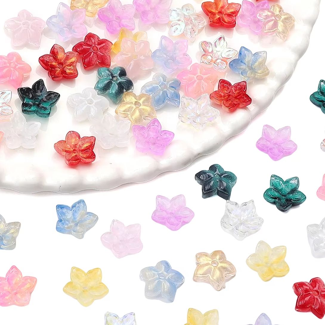 Vase Decor - 30pcs Colorful Gradient Flower Shape Glass