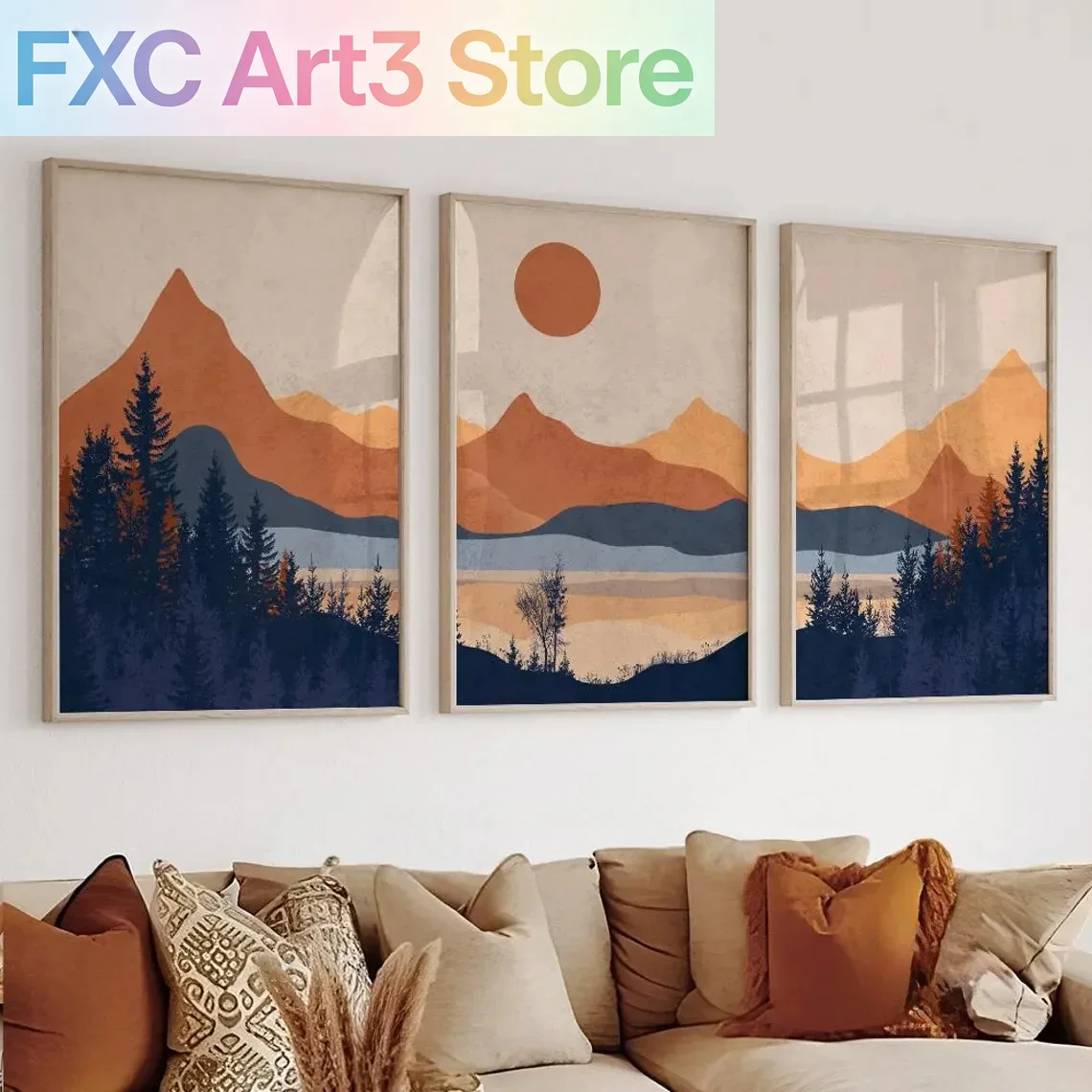 3pcs/Set frameless,Terracotta  - đánh giá và giá Abstract Canvas Set