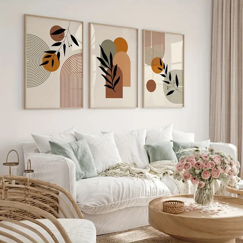 3pcs Bohemian-style Plant Geom - đánh giá và giá Abstract Canvas Set